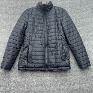 Halitech Womens Puffer Jacket Small Black Lightweight Quilted Full Zip Coat